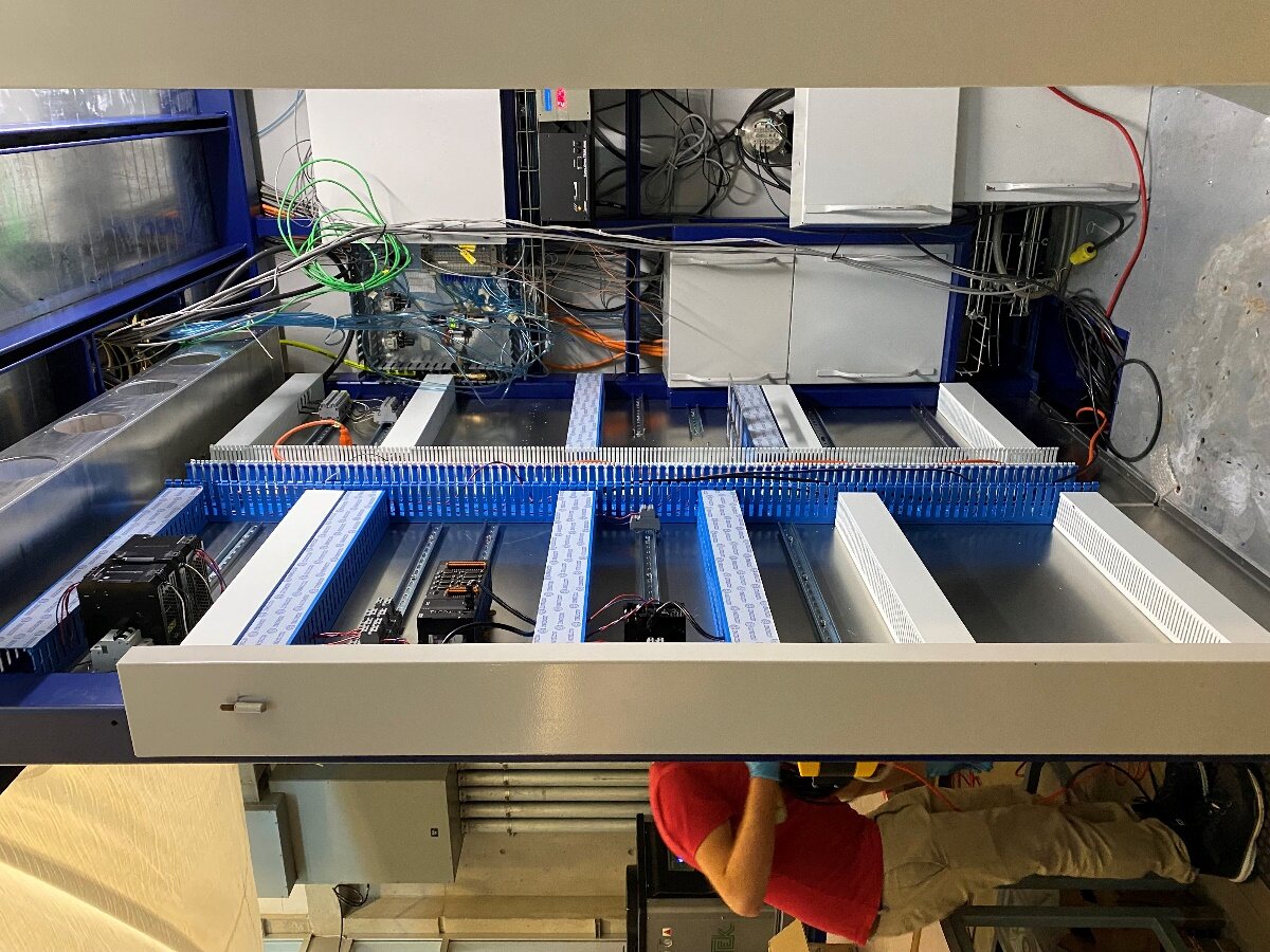 Photo of the assembled electrical panel with wiring installed
