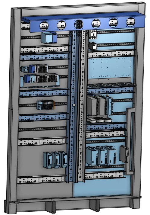 CAD render of the 35 square foot electrical panel