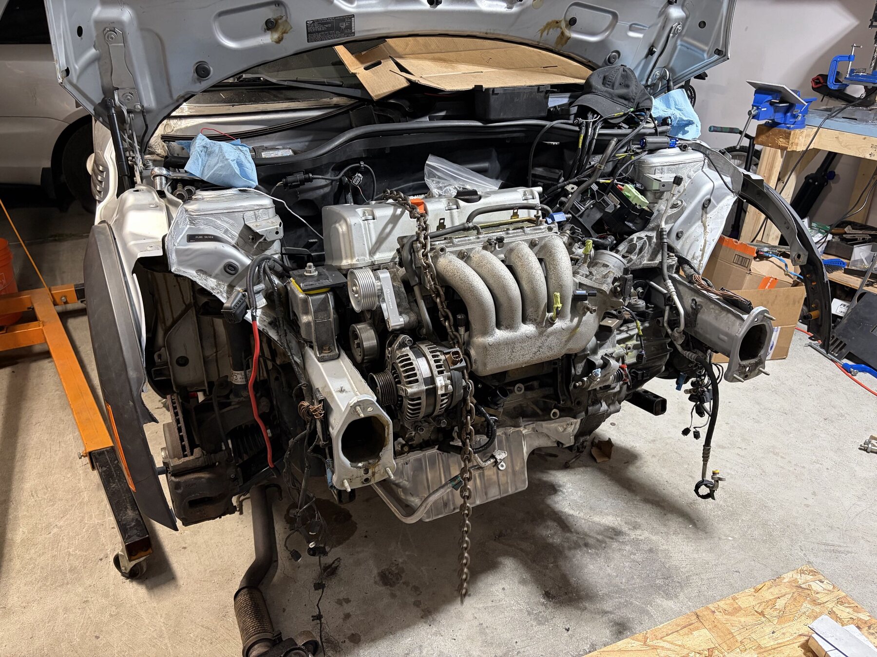 Honda K-Series engine installed in a 2007 Mini Cooper engine bay